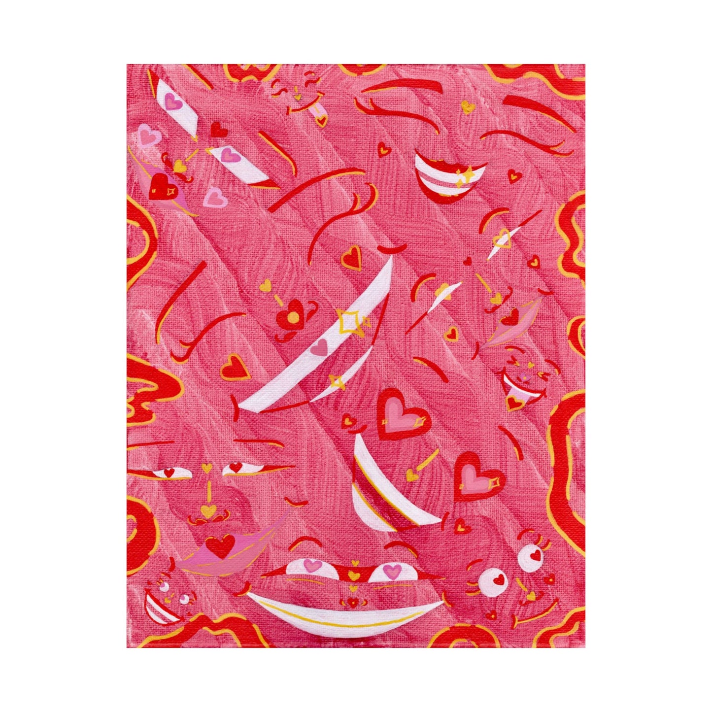 Pink Abstract Hearts Poster — Smile with Love Art Print