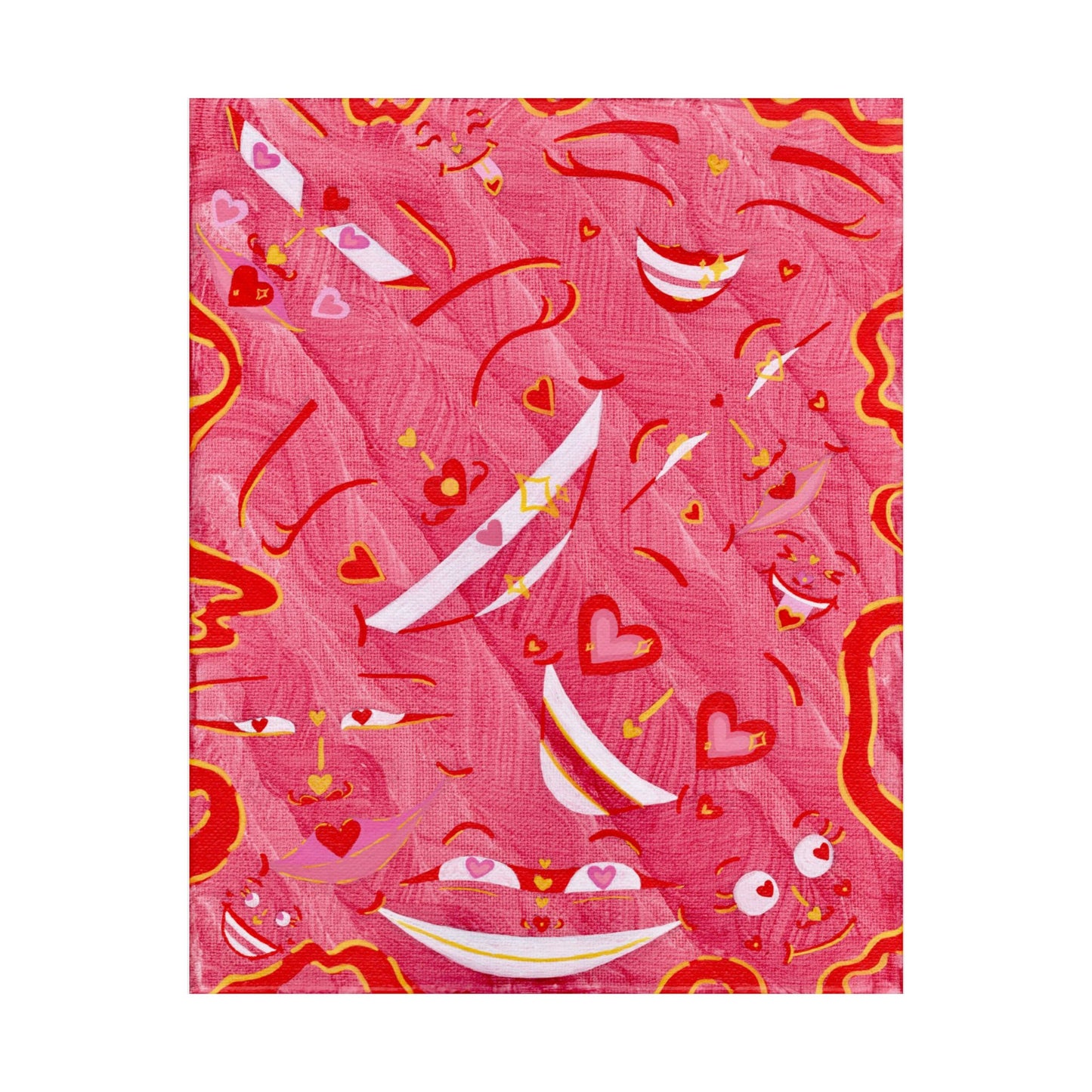 Pink Abstract Hearts Poster — Smile with Love Art Print
